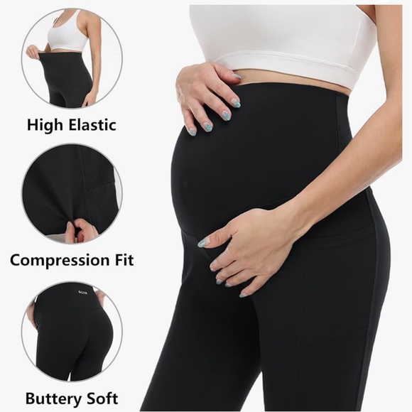 Gillya Maternity Over the Belly Leggings w/ side pockets NWOT Black, size small - Picture 4 of 13